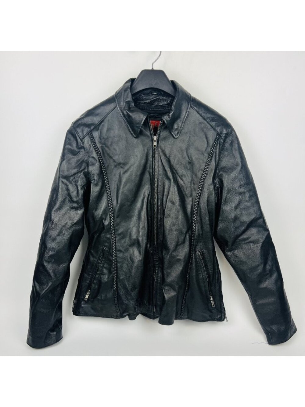 BikeStar Leather Co Women’s Black Genuine Leather Motorcycle Jacket Size XL